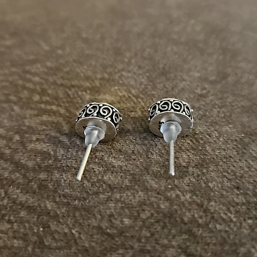 ARTISAN Sterling Silver Black Onyx Scroll Post Earrings